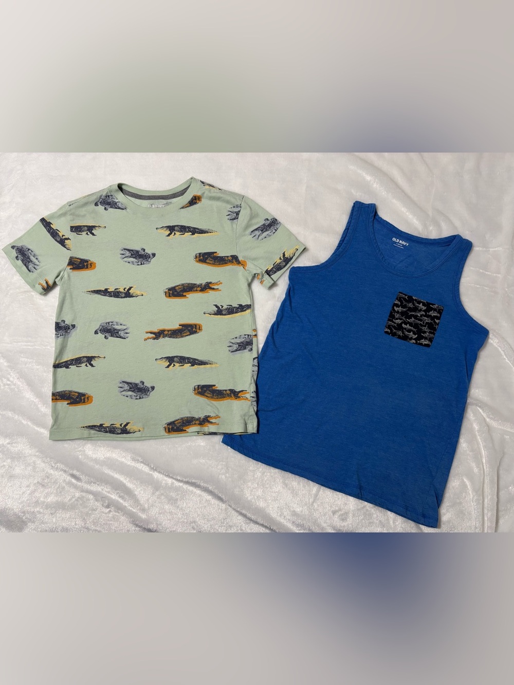 Boy’s | Bundle of 2 | Old Navy Short-Sleeve Crocodile Print Tee & Blue Tank Top